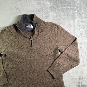 The North Face Pullover Sweater Wool Blend Quarter Zip Brown Mens Size M (READ)